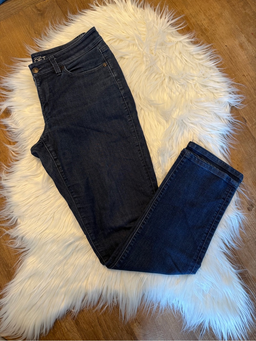 LOFT Women's Curvy Straight Jeans Dark Blue Wash Size 28 Size 6